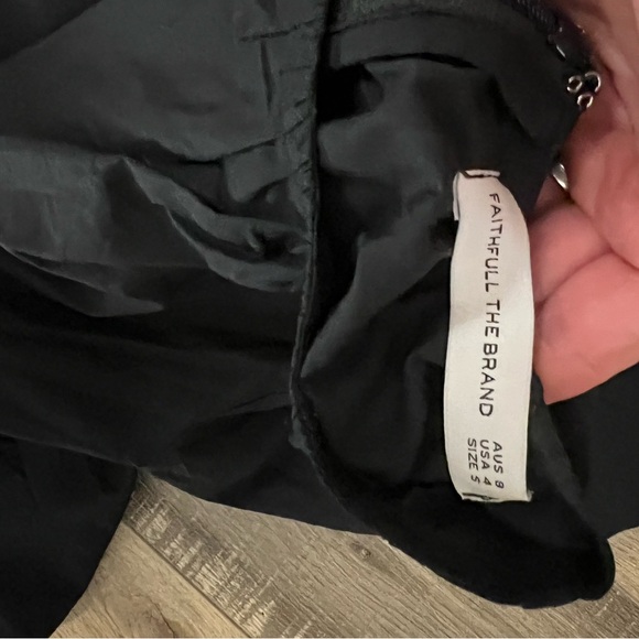 Faithfull the Brand Black Cut-Out Midi Dress puff sleeves size 4 EUC - Picture 8 of 8